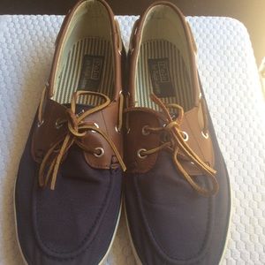 Ralph Lauren Polo Leather/Canvas Boat Shoes